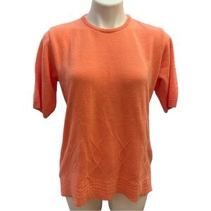 Fin De Siglo Pink Cashmere Knit Sweater Top Crewneck Short Sleeve Preppy Soft